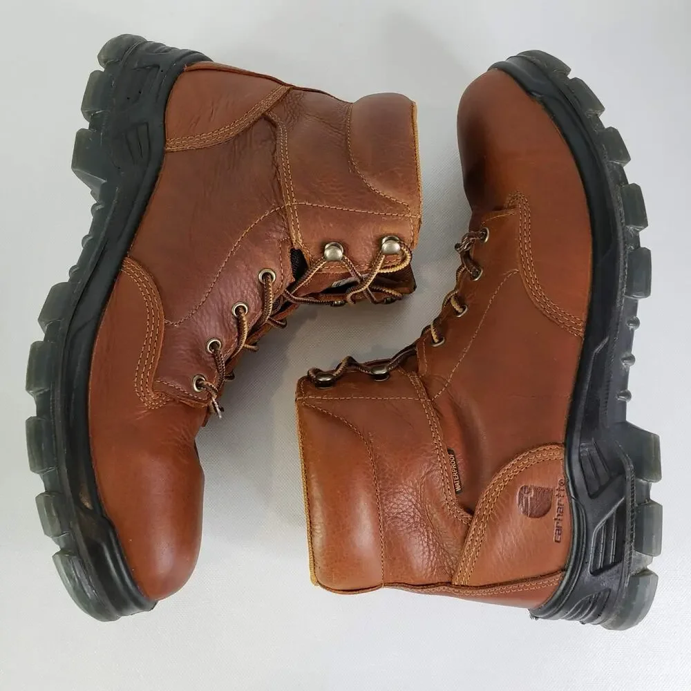 Carhartt Work Boots 6-inch Waterproof Comp Toe Mens Size 14 M Brown Leather